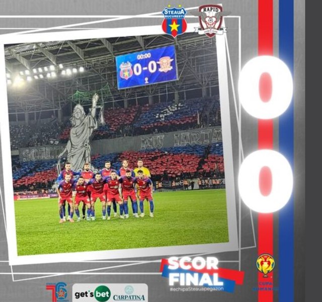 Fotbal: CSA Steaua Bucureşti - Rapid Bucureşti 0-0, în Cupa României