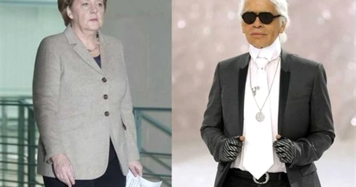 Cancelarul german Angela Mekel şi creatorul de modă Karl Lagerfeld. Sursa foto: ouest-france.fr