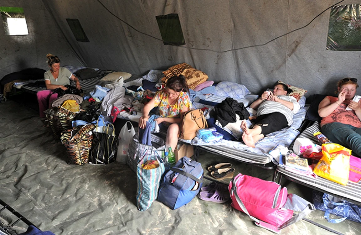 Refugiaţi ucraineni în Rostov. FOTO RIA Novosti/Sergey Pivovarov