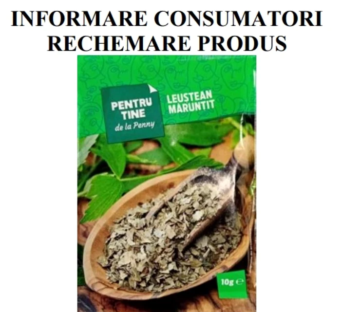 Leuștean mărunțit, produsul retras din magazinele Penny FOTO: ANSVSA