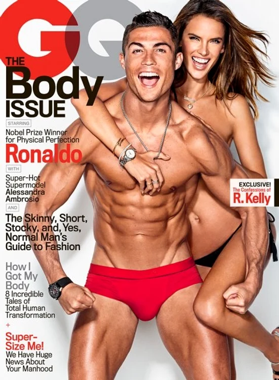 Aşa arată coperta cu cele două vedete, Cristiano Ronaldo şi Alessandra Ambrosio