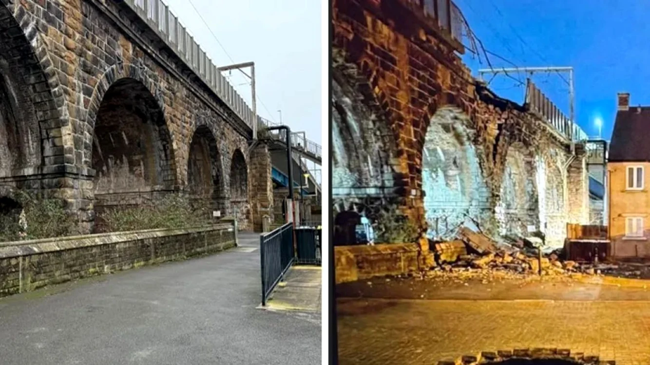 O fotografie AI cu un pod prăbușit a oprit circulația trenurilor în Anglia / foto: BBC