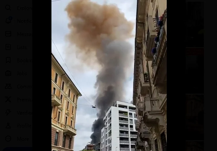 Incendiu lângă Domul din Milano. Foto: Captură video X