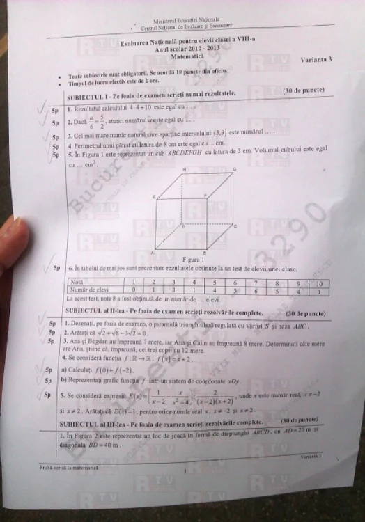 Uite ce subiecte au fost în varianta 3