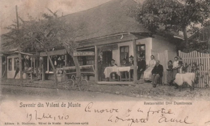 Restaurant din Vălenii de Munte. Carte poștală de la începutul secolului XX (© iMAGO Romaniae)