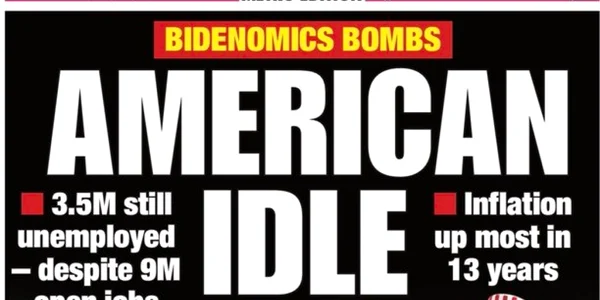 Prima pagină a ziarului New York Post arată un bărbat tolănit pe o canapea ca ilustrare a politicii economice a lui Biden FOTO New York Post