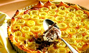 Banana and honey tart with a spoonful of cream jpeg