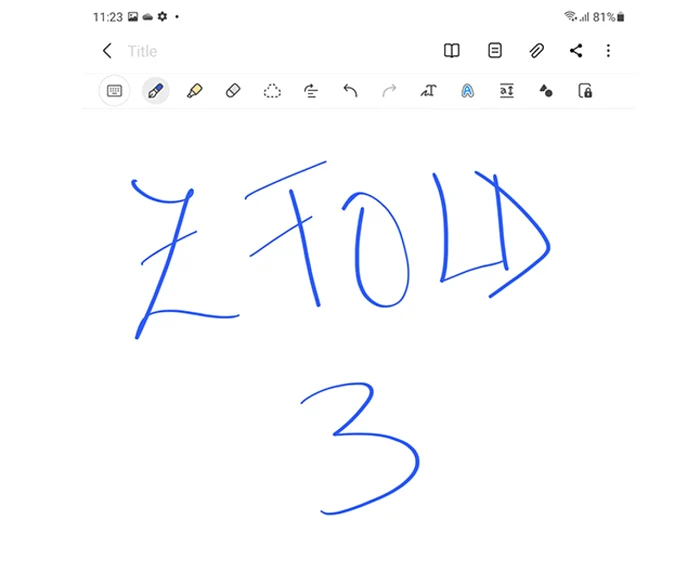 Samsung Z Fold 3 pen aplicatie Notes