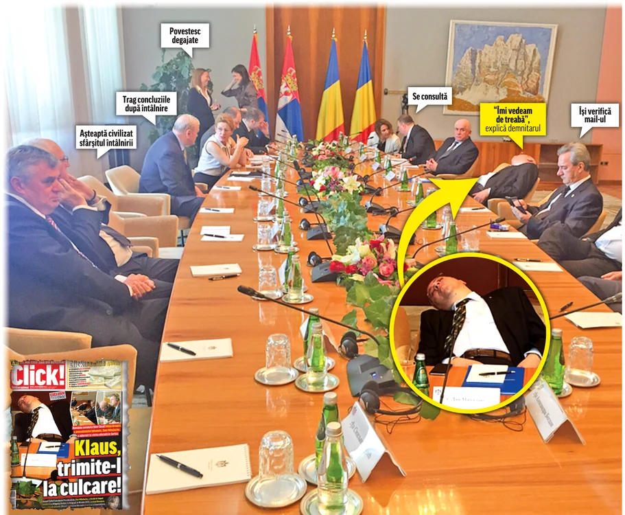 Dan Mihalache a fost fotografiat în timp ce dormea la o şedinţă în SerbiaFoto: Click!