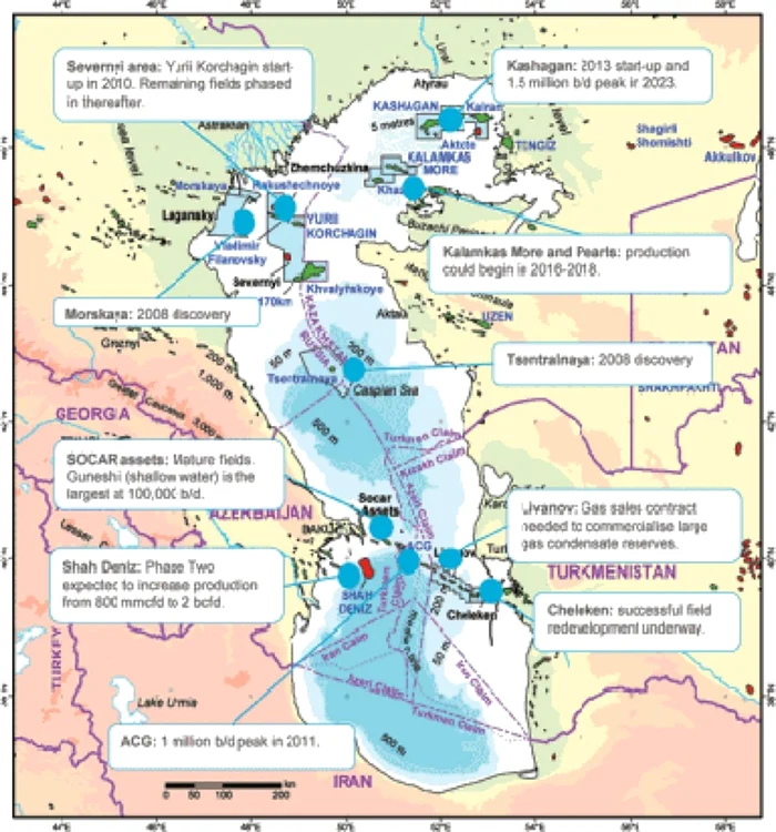 Oil and gas fields in the Caspian Sea (Division in this map is based on...  | Download Scientific Diagram