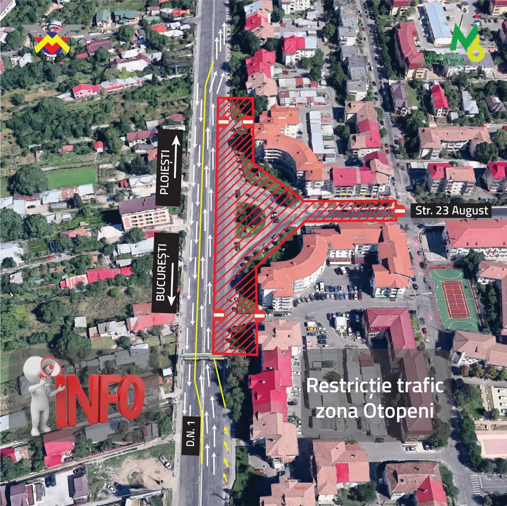 Restricții de circulație pe DN1, în zona Otopeni, pentru lucrări la stația de metrou. Care sunt rutele alternative din 9 septembrie