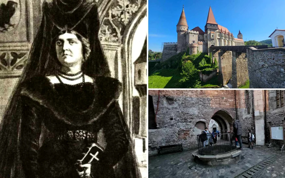 Elisabeta Szilagyi. Gravură de epocă.  Castelul Corvinilor. Foto: Daniel Guță. ADEVĂRUL