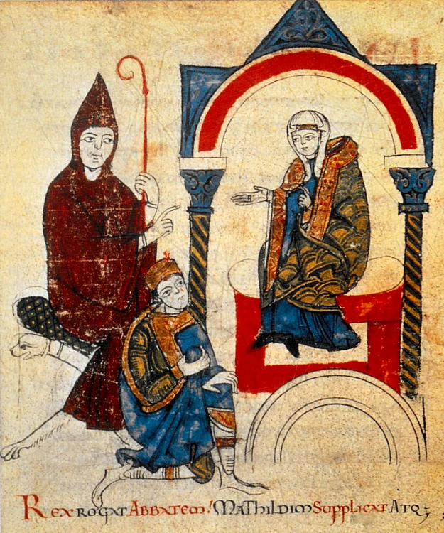Împăratul romano-german îngenunchind în fața Matildei de Canossa FOTO wikipedia