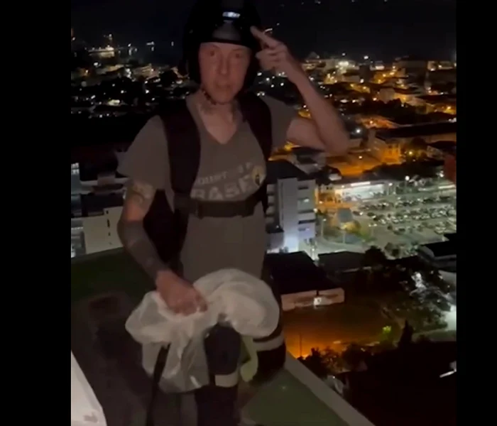 Nathy Odinson, înainte de saltul mortal. FOTO captură video Facebook