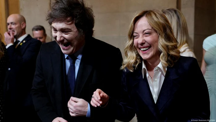Preşedintele Argentinei, Javier Milei, alături de şefa guvernului italian, Giorgia Meloni