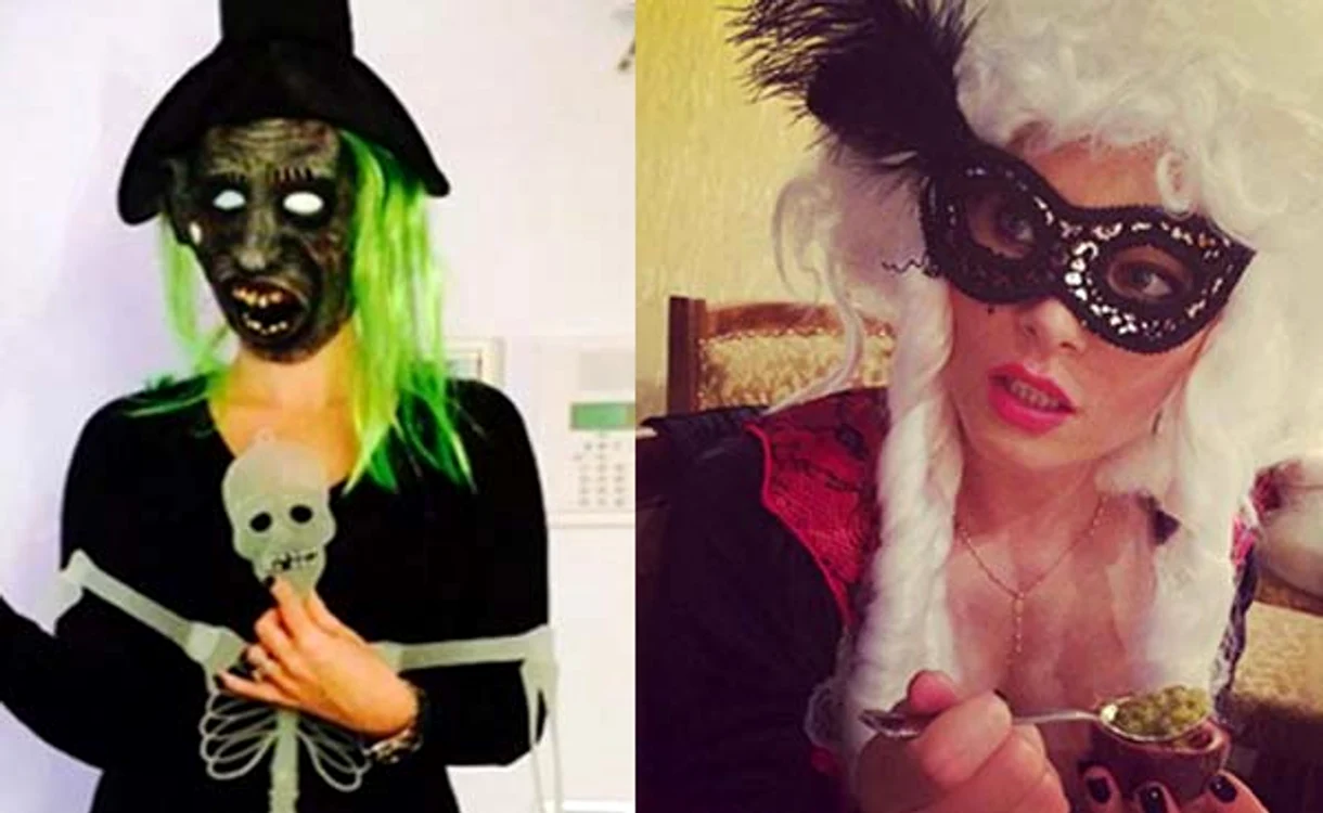
    Andreea Esca (stânga) şi Laura Cosoi (dreapta) au ales costume inedite de HalloweenFOTO: Arhiva personală  