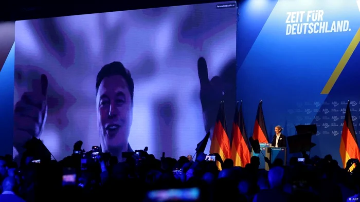 Alice Weidel a vorbit la un eveniment AfD în ianuarie 2025 prin videoconferință cu Elon Musk