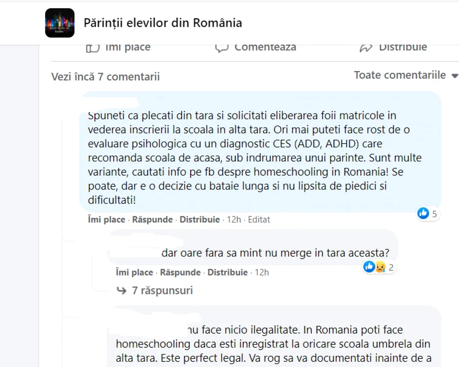 postare grup părinţii elevilor din românia