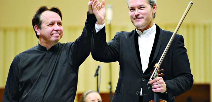 Dirijorul Mihail Pletnev şi violonistul Vadim Repin FOTO Agerpres