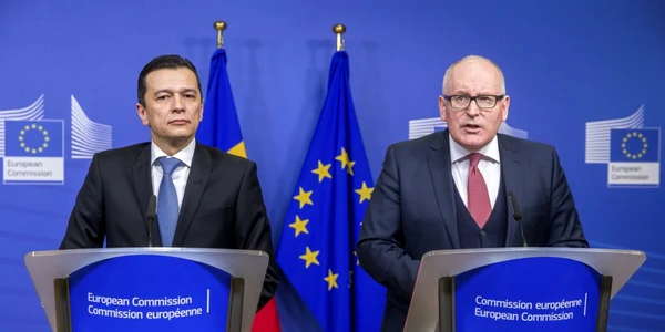 Sorin Grindeanu - Frans Timmermans - Comisia Europeană - Bruxelles - Belgia - 16 feb 2017 / FOTO EPA