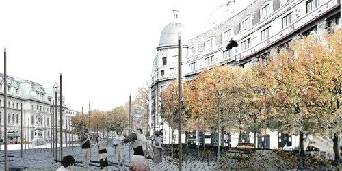 Peste o lună  Piaţa Universităţii va avea  un pavaj nou, bănci din lemn şi stâlpi de iluminat jpeg
