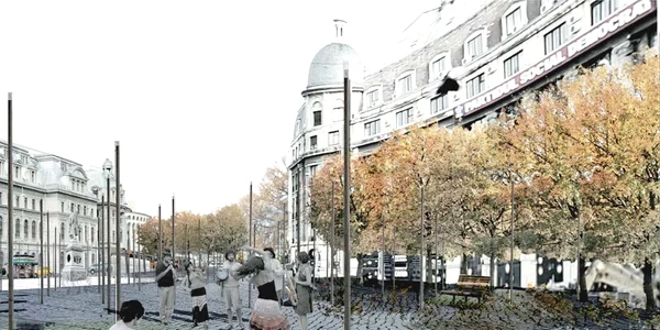Peste o lună  Piaţa Universităţii va avea  un pavaj nou, bănci din lemn şi stâlpi de iluminat jpeg