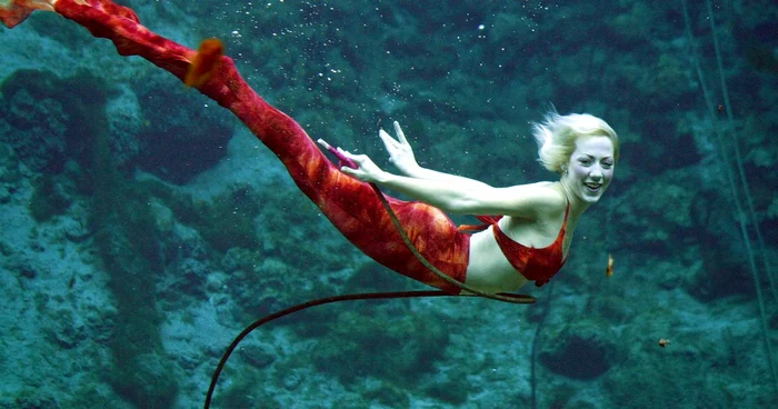 Una dintre sirenele care încântă vizitatorii parcului de distracţie Weeki Wachee Spring din Florida FOTO businessinsider.com