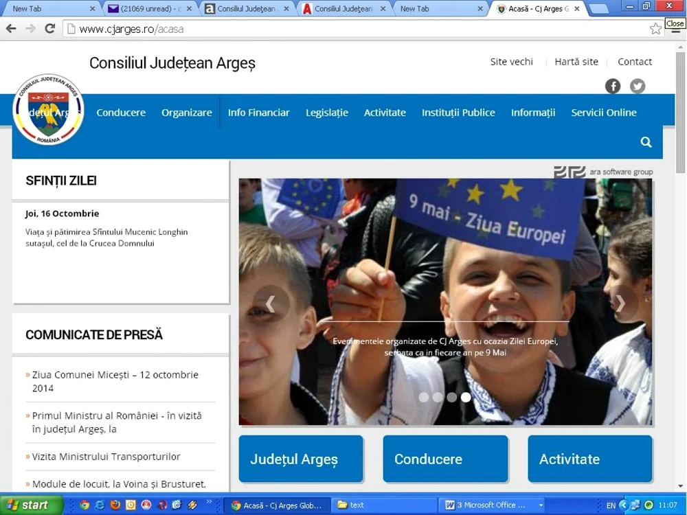 Noul site
este disponibil la aceeaşi adresă ca şi cel vechi, www.cjarges.ro