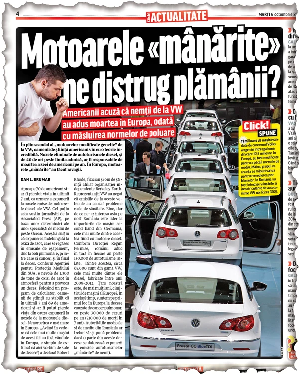 Scandalul Volkswagen  s-a aflat în atenţia Click! 
