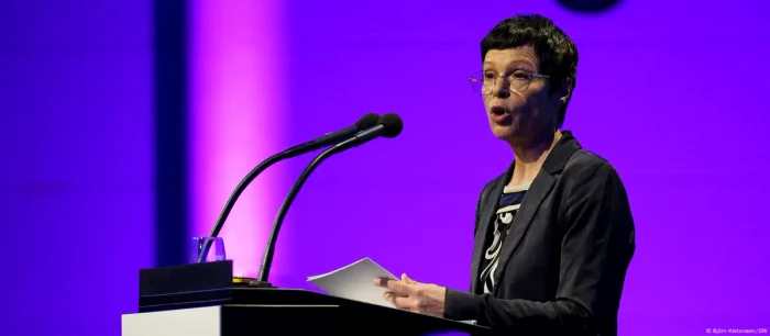 Comisarul european pentru extindere, Marta Kos, luni, 7 iulie 2025, la Global Media Forum DW