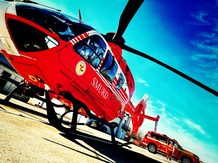 Un elicopter SMURD a fost trimis în sprijinul echipajelor de interventi. FOTO SMURD Galați