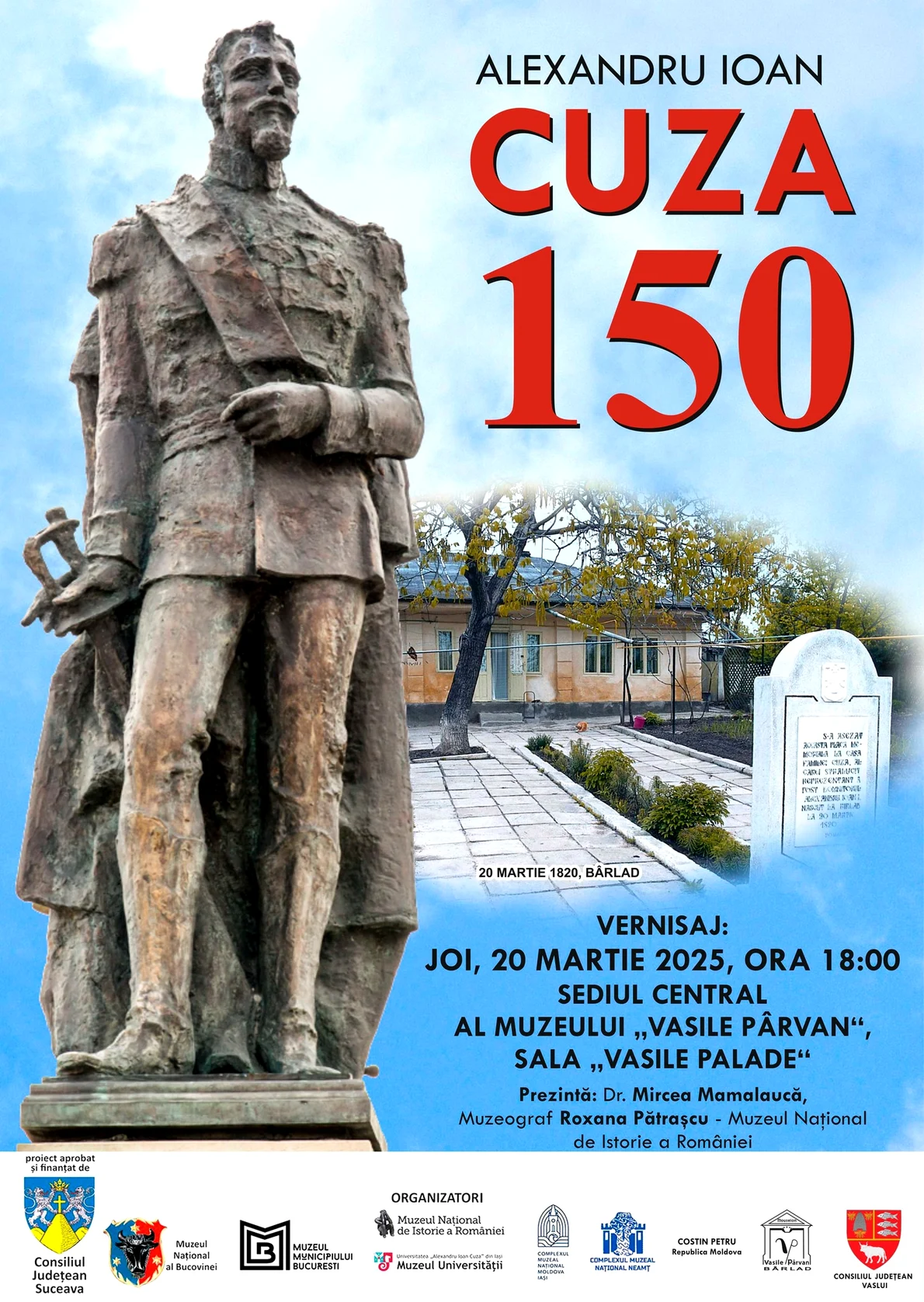 Deschiderea expoziției „Alexandru Ioan Cuza - 150”, la Muzeul „Vasile Pârvan” din Bârlad