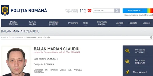 Bălan Marian Claudiu profesorul de matematică dispărut de patru ani din Vâlcea Foto Poliția Română