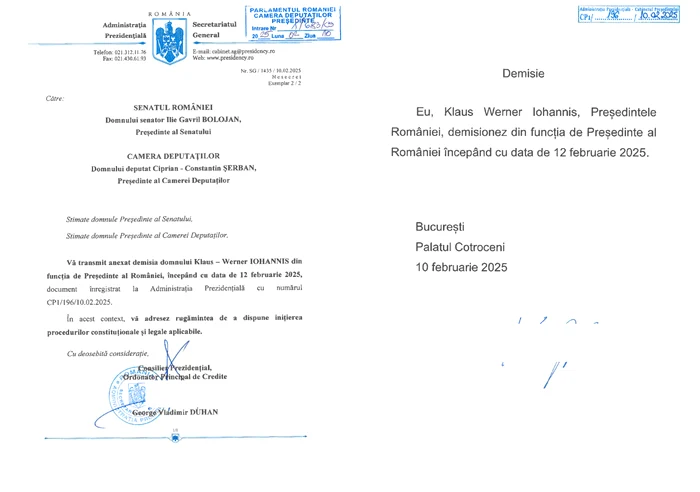 Demisia lui Klaus Iohannis. FOTO print Document Președinția României