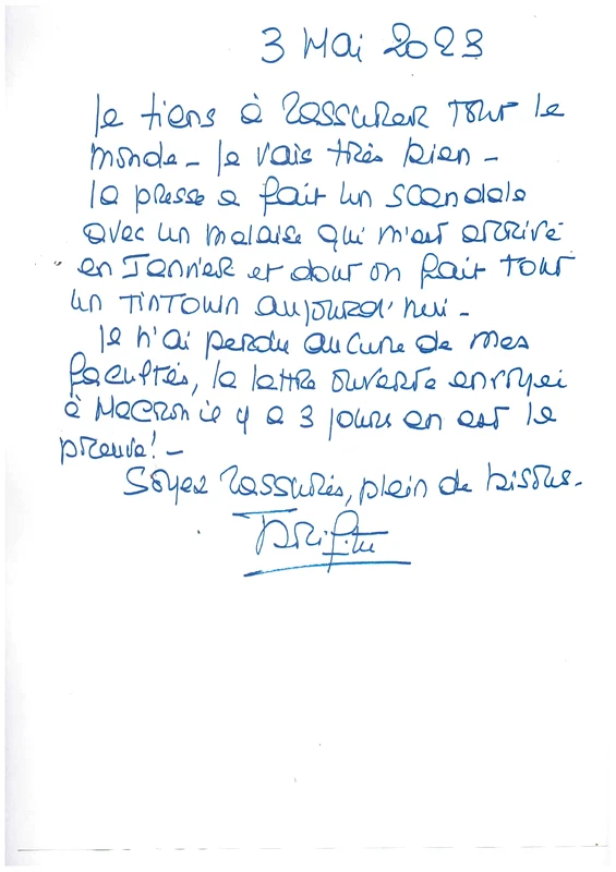 nota scrisă de Brigitte Bardot