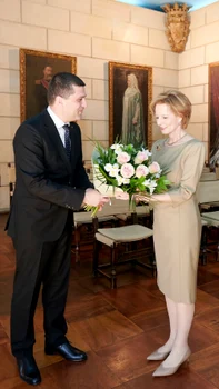 Majestatea Sa Margareta cu ministrul Radu Miruță la Palatul Elisabeta. FOTO: Daniel Angelescu, Casa Majestății Sale