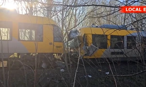 Accident feroviar grav în Danemarca. FOTO: captură video https://jyllands-posten.dk