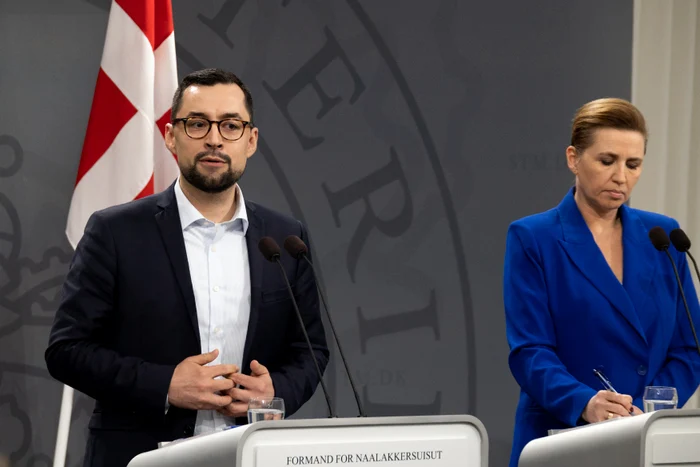 Șeful guvernului groenlandez alături de premierul danez Mette Frederiksen FOTO PROFIMEDIA
