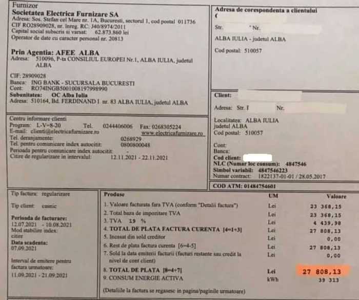factura energie electrica