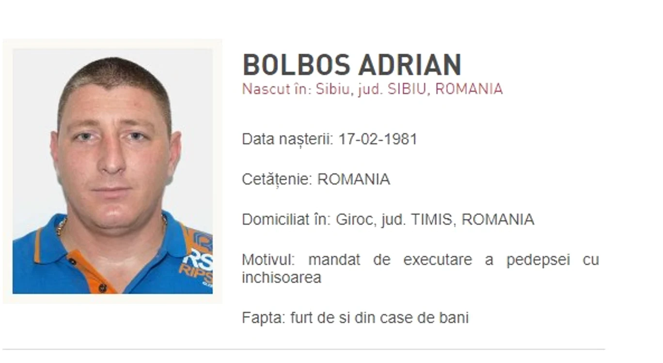 Bolbos Adrian a fost capturat în Franța FOTO Poliția Română