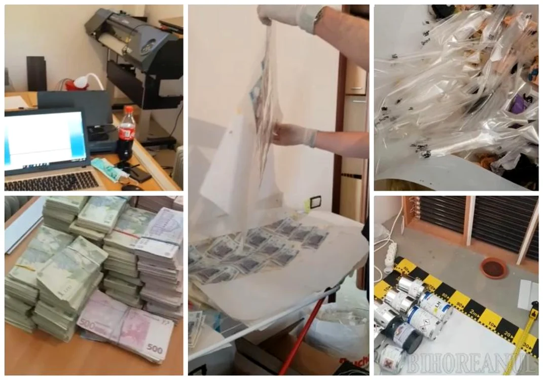Imagini din atelierul unde se produceau banii falși
