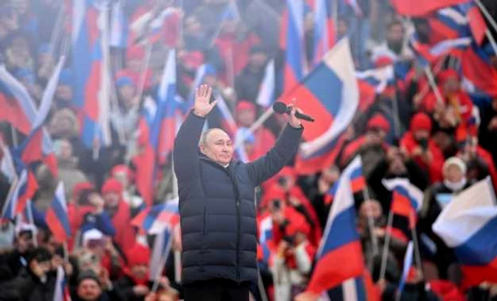 Vladimir Putin, pe stadionul din Moscova. Foto: Profimedia