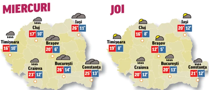 Prognoza meteo 26 mai aduce vreme rece cu multe precipitații în toată țara