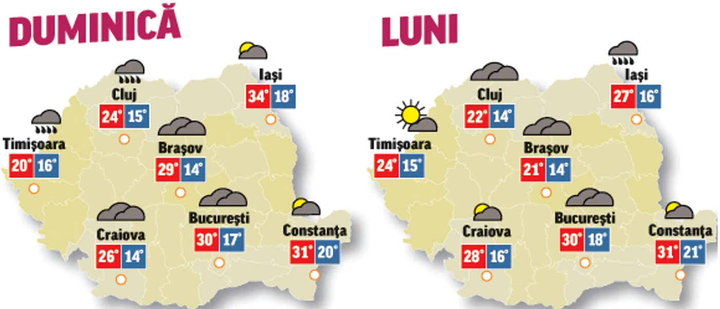 În următoarele două zile temperaturile vor fi în continuă scădere