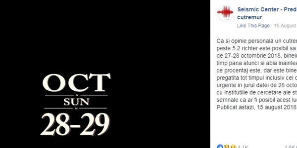 prezicere seism 15 august facebook