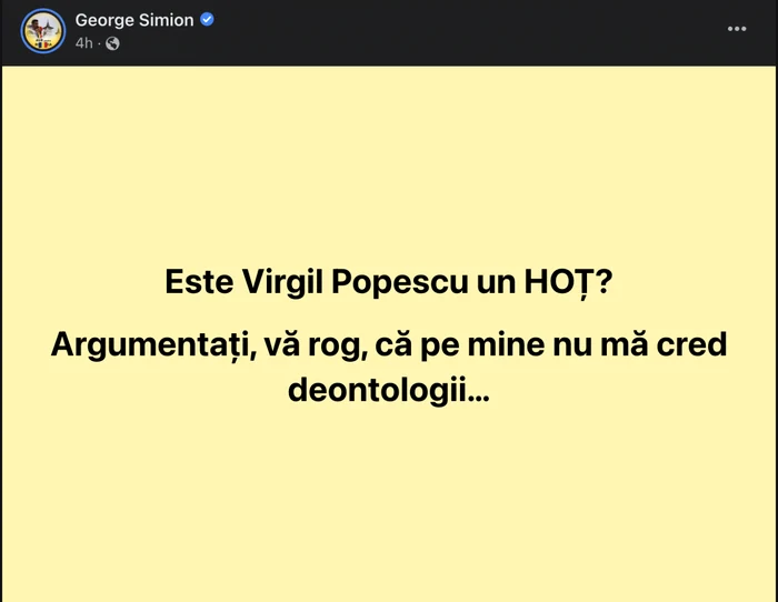Mesaj George Simion FOTO Facebook