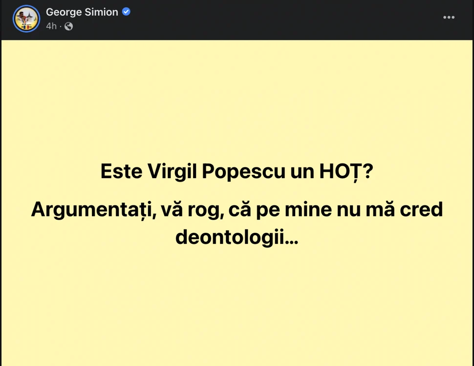 Mesaj George Simion FOTO Facebook