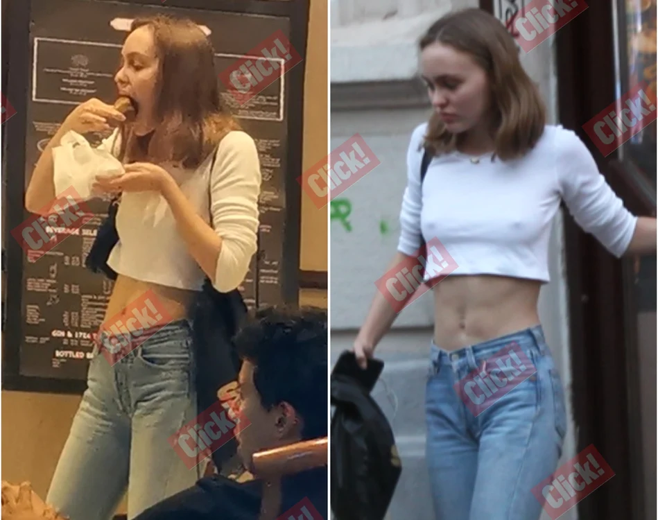 Lily-Rose Depp a fost surprinsă prin Bucureşti, fără sutien şi în timp ce înfuleca pe nemestecate o prăjitură libaneză