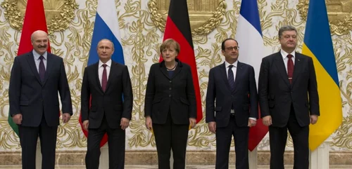 Negocieri la Minsk - Porosenko - Hollande - Merkel - Putin - Lukasenko FOTO AP