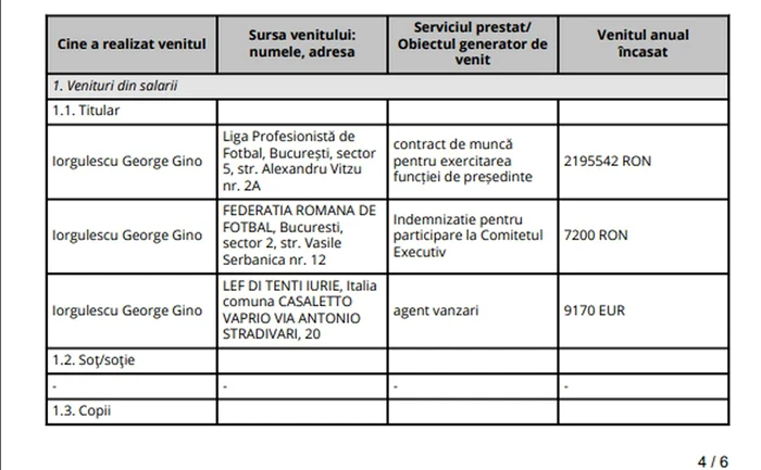 Veniturile lui Gino Iorgulescu de anul trecut